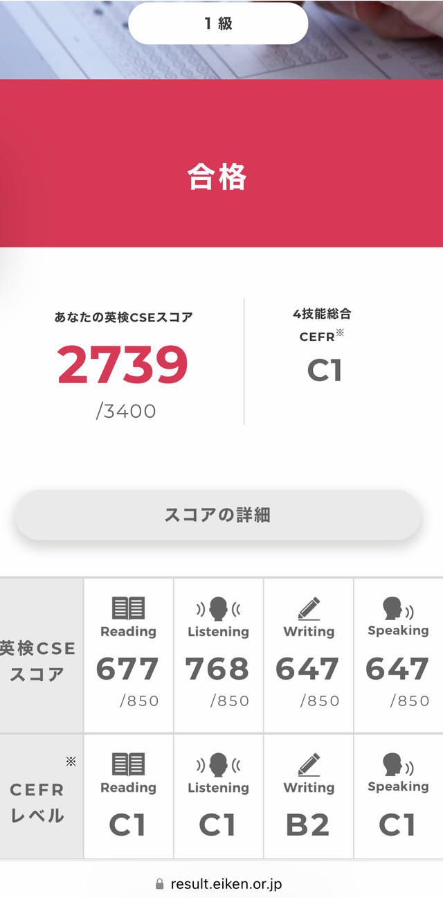 英検１級 合格おめでとう！！2